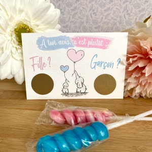 Carte à gratter annonce sexe de bébé originale, gender reveal Fille ou Garçon ? jeu pronostic. image 3