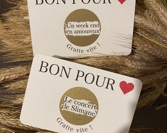 Carte à gratter surprise personnalisable, bon cadeau, demande témoin