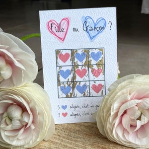 Carte à gratter annonce sexe de bébé originale, jeu du morpion gender reveal Fille ou Garçon ? image 2
