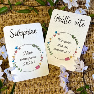 Carte à gratter / Annonce grossesse grands parents / Demande en mariage / Annonce surprise / Personnalisable / Bon pour image 4