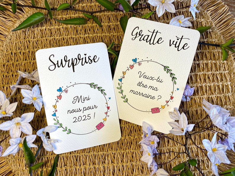 Carte à gratter / Annonce grossesse grands parents / Demande en mariage / Annonce surprise / Personnalisable / Bon pour image 4