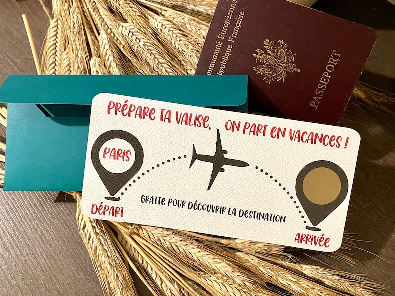 Carte à gratter billet d'avion personnalisable/Carte d'embarquement/Boarding pass image 2