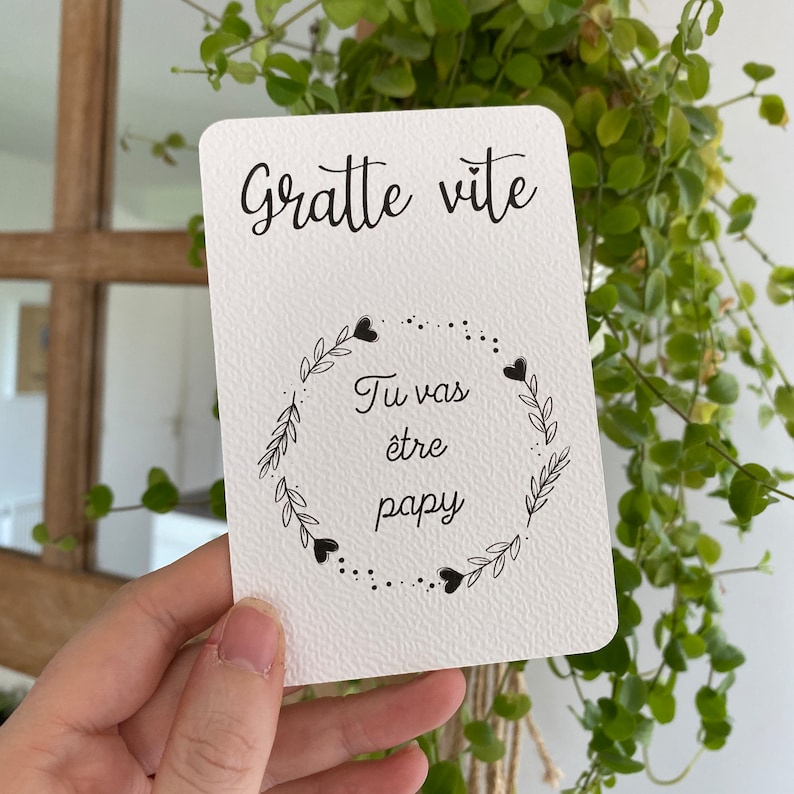 Carte à gratter / Annonce grossesse grands parents / Demande en mariage / Annonce surprise / Personnalisable / Bon pour image 6