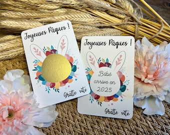 Carte à gratter / Annonce grossesse grands parents / Demande en mariage / Annonce surprise / Personnalisable / Bon pour / Thème pâques