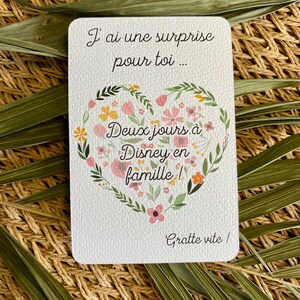 Carte à gratter / Annonce grossesse grands parents / Demande en mariage / Annonce surprise / Personnalisable / Bon pour Coeur tout fleuri