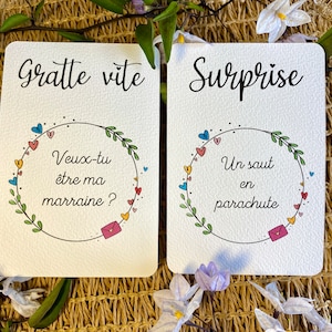 Carte à gratter / Annonce grossesse grands parents / Demande en mariage / Annonce surprise / Personnalisable / Bon pour image 5