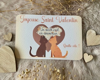 Valentine's Day scratch card, for lovers, couples, cats