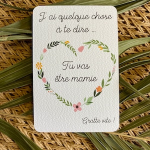 Carte à gratter / Annonce grossesse grands parents / Demande en mariage / Annonce surprise / Personnalisable / Bon pour Coeur blanc