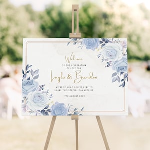 Wedding Gentle White Rose Welcome Sign, Printable Gold Watercolor Roses Welcome To Our Wedding Sign Template, Digital Download - WHITE ROSES