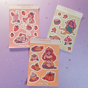 Cute funny sweet chubby girl stickers sheet feuille de stickers mignon kawaii fille ronde et douce saison