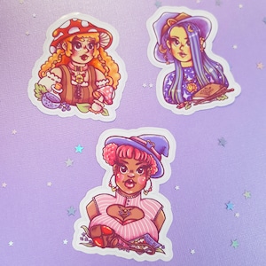 Cute funny witch individual waterproof matt sticker mignon colorfull kawaii sorcière stickers