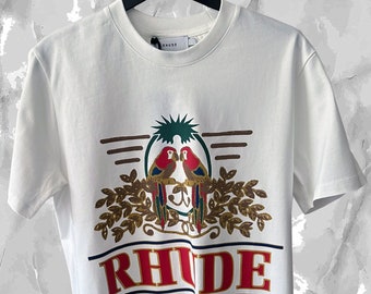 Vintage RHUDE White T-SHIRT Stamped Logo - 2XL