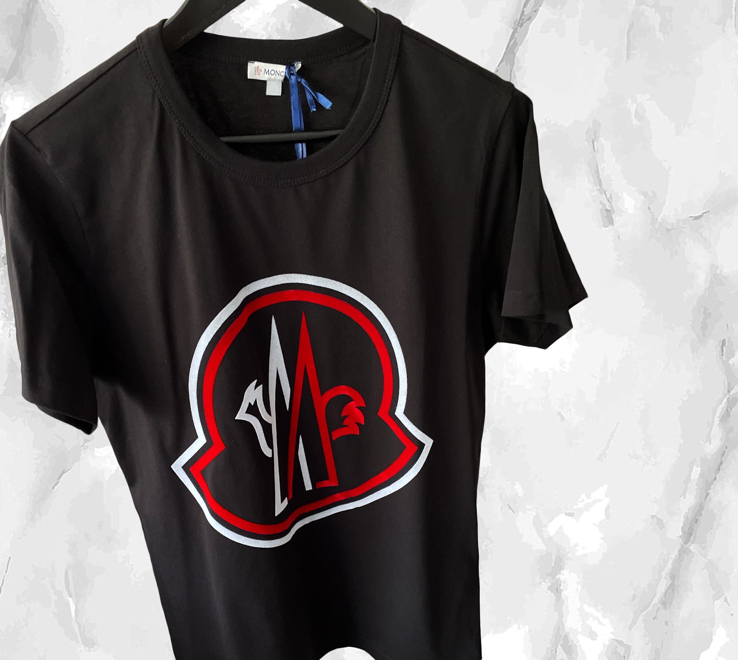 moncler black t shirt big logo