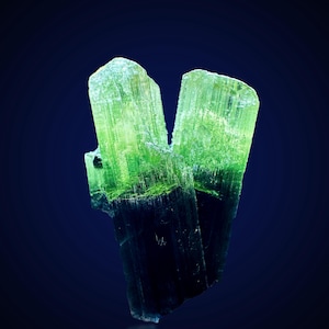 Cluster di cristalli di tormalina verde blu bicolore, cristallo di tormalina terminato dall&#39;Afghanistan ~ 6,10 ct