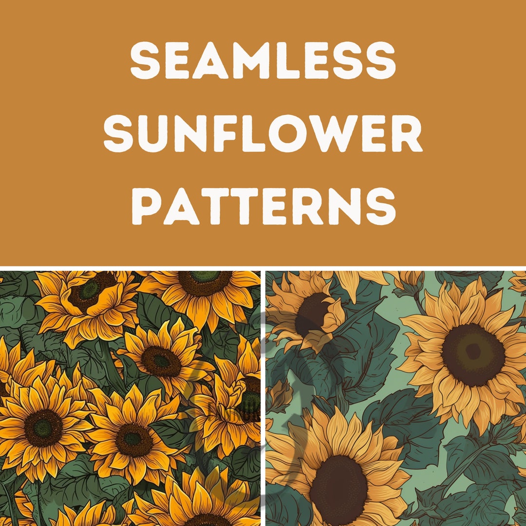 Sunflowers Digital Paper SEAMLESS Digital Art Style Sunflower Patterns ...