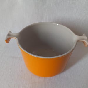 LE CREUSET orange enameled cast iron fondue pot from the 70s