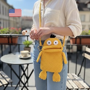 Funny Big Mouth Monster Duck Phonebag Crochet Pattern, Psyduck Costume Crossbody Bag, Advanced Beginner PDF Tutorial 248R3