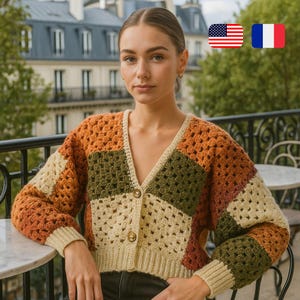 Cozy Fall Vibe Cardigan Crochet Pattern, Granny Square Cardigan Pattern, Easy Friendly For Beginner PDF Tutorial 178R1