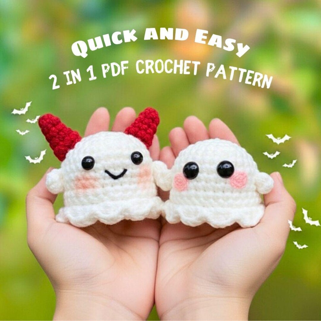 2 in 1 Mini Ghost Crochet Pattern, Cute Mini Devil Ghost Halloween ...