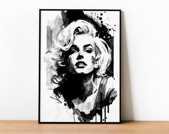 Marilyn Monroe Drawing Minimalist Portrait Digital Art Wall Decor for Home Office Hollywood Celebrity Art Print Instant Download
