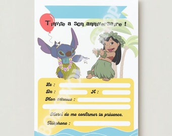 Carte d'anniversaire Lilo & Stitch fille et garçon , Personnalisable , à modifier et à imprimer a vie , téléchargement immédiat