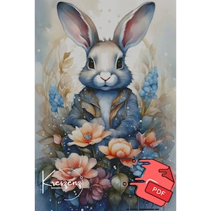 Rob Rabbit M 500 x 750 | 200 colors | 75 pages | KI-PA-0015 M | Counted Cross Stitch Pattern Cross Stitch Chart | Download PDF