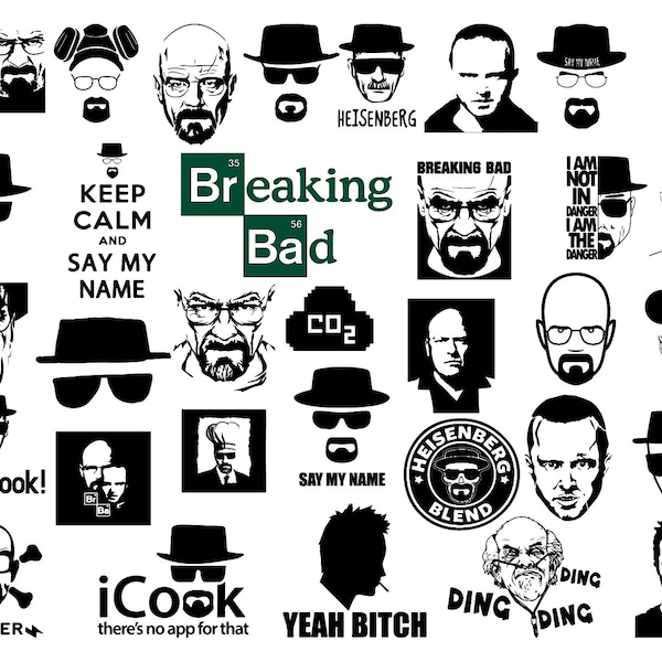 33 Clipart Bundle, Breaking Bad, Heisenberg, Jesse Pinkman, Walter White, svg, png, jpg