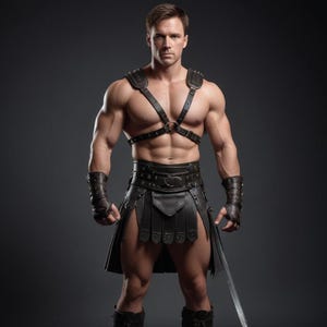 Handmade Leather Kilt Harness: Gladiator Cosplay Costume