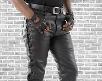 Genuine Leather Men′ S Pant Sheep Skin Leather Punk Gothic Pants - China  Genuine Men Pant and Leather Men Pant price
