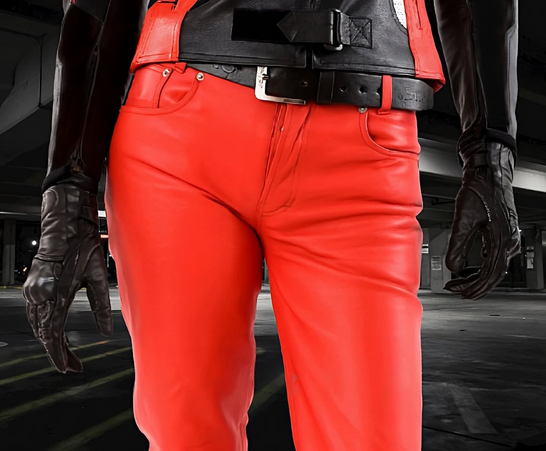 Leather Pants Men Custom Pants Mens Pants Red Leather Jeans Pants Cargo