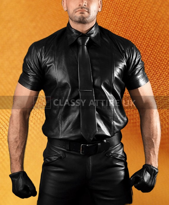 Handmade Black Sheep Leather Biker Shirt: Custom Fit Uniform