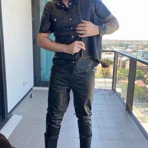 Genuine Sheep Skin Leather Party Pants Leather Jeans Black Pants Gift for Men - Handmade Real Leather Pants