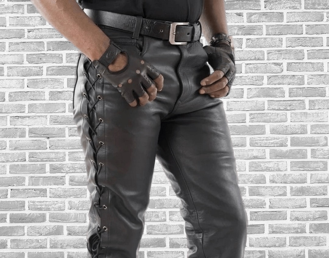 Men's Genuine Sheep Skin Leather Pants - Black Pants