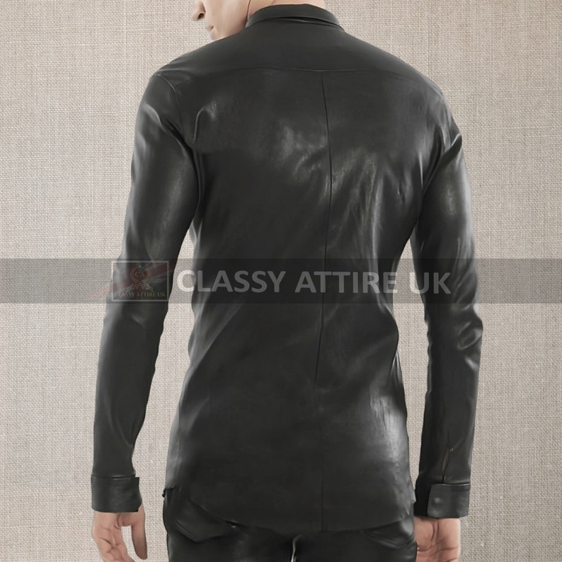 Mens Classic Style Leather Shirt Black Leather Shirt - Etsy