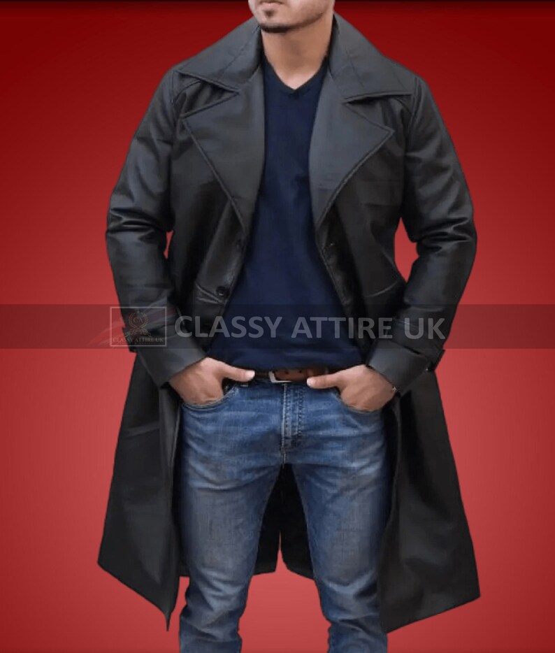 Black Genuine Leather Coat Mens Steampunk Gothic Coat Leather Etsy