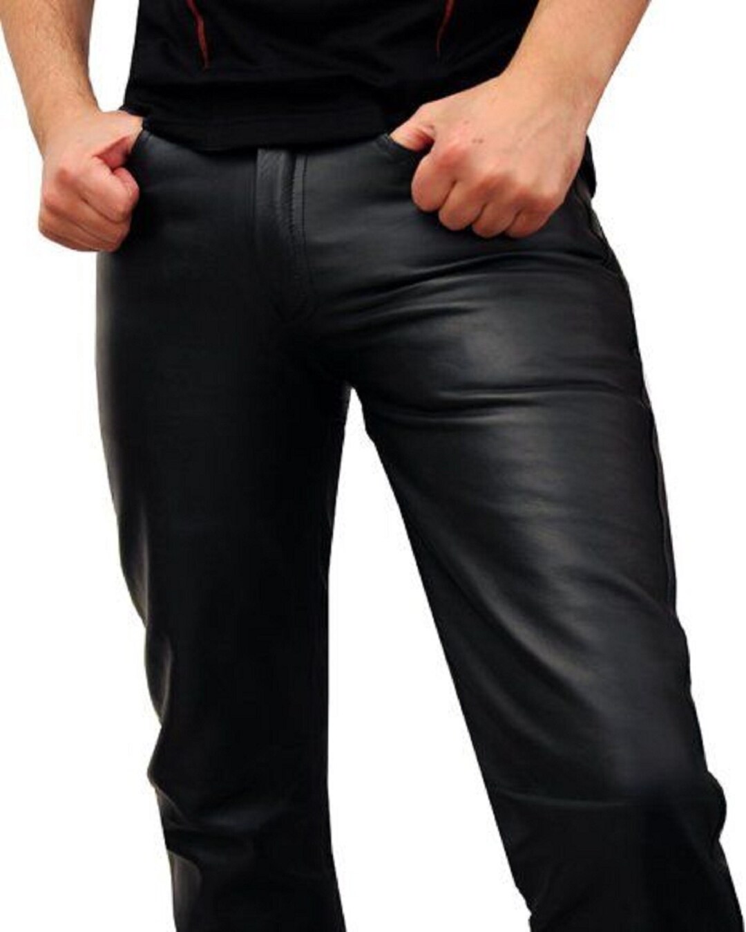 Genuine Sheep Skin Leather Pants Slim Fit Pants Leather Jeans Black ...