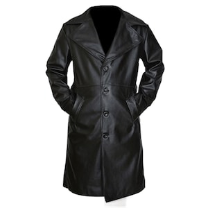 Handmade Genuine Cow Leather Trench Coat: Long Winter Coat
