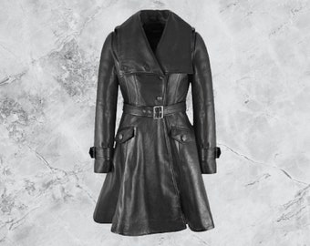 ジャケット・アウター real leather maxi long coat Vintage Seamed Leather Maxi Coat - Black | Garmentory