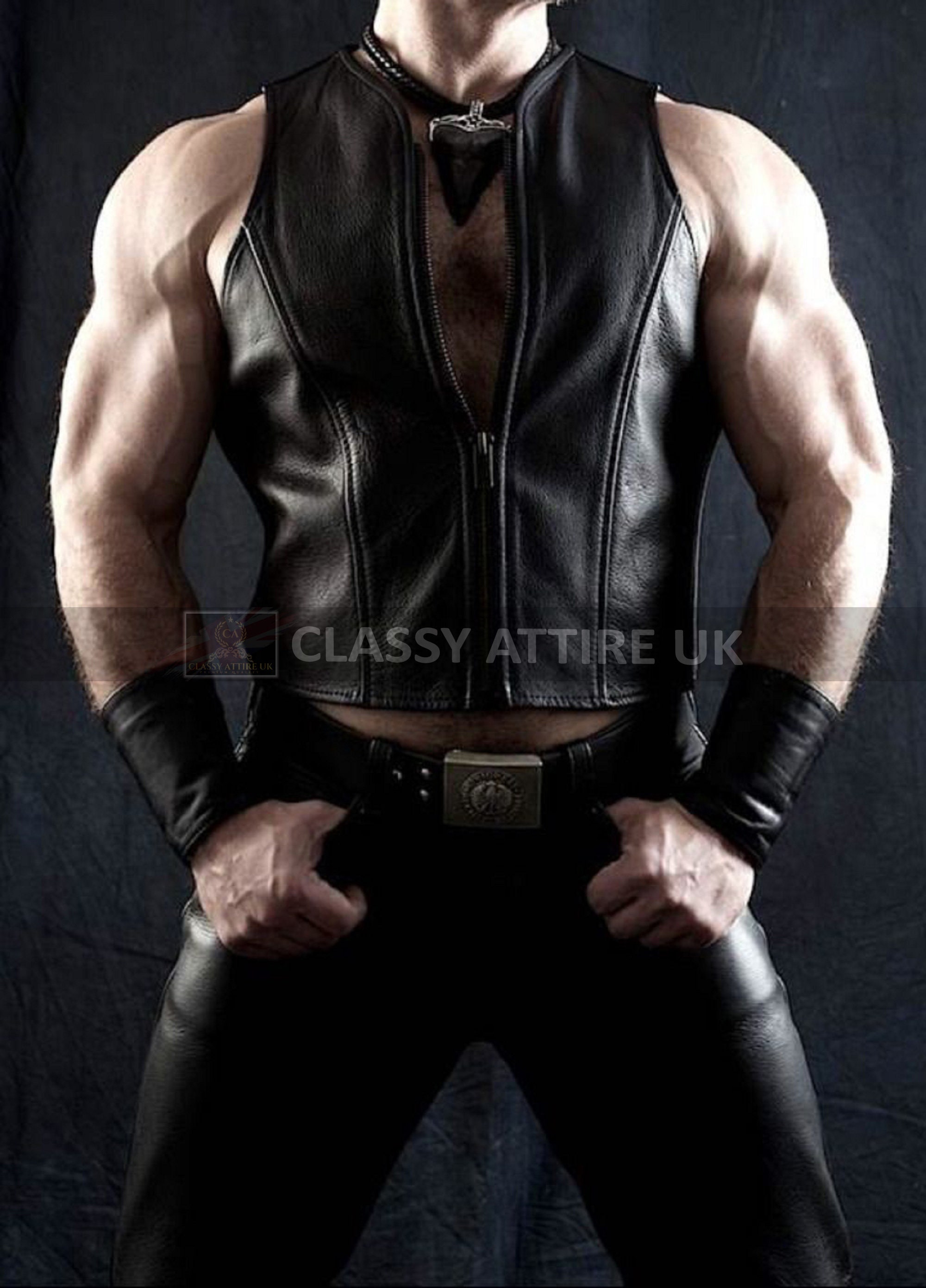SUNSEA 20AW cow leather vest ベスト　ブラック　3 Men's Genuine Cow Perforated Leather & Mesh Biker Motorcycle