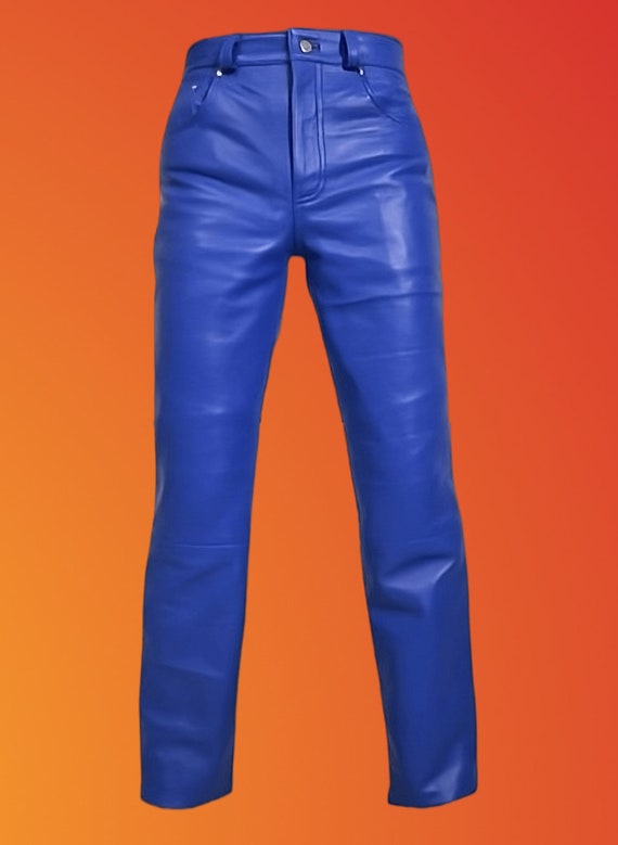 Buy Blue Leather Pants Online In India - Etsy India