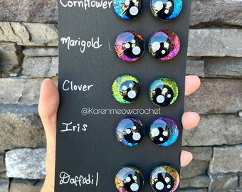 BUNDLE & SAVE 5 PAIRS 25 mm Hand Painted Kawaii Black Off-Centered Pupils Safety Eyes, Crochet Safety Eyes, Anime Amigurumi Eyes