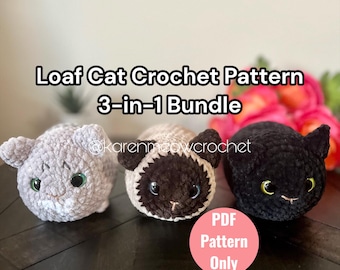 Cat Crochet Pattern, Cat Loaf Crochet Pattern, Crochet Cat, Siamese Cat Pattern, Cat Plushie, Amigurumi Cat, Crochet Cat Pattern