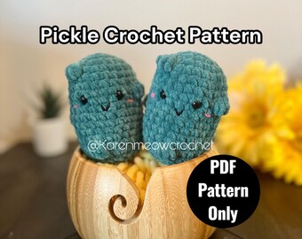 Pickle Crochet Pattern, Cucumber Crochet Pattern, Pickle Toy, Pickle Plushie, No Sew Pickle Crochet Pattern