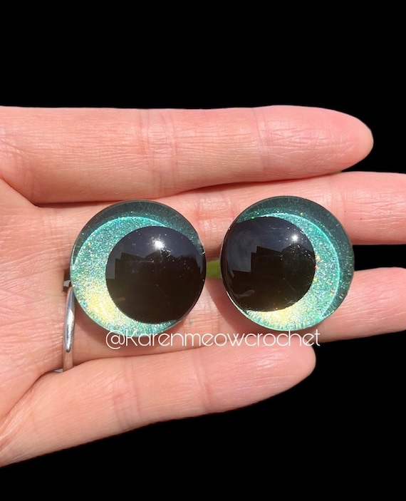 2 PAIRS Hand Painted Safety Eyes, Green Safety Eyes, Crochet Eyes, Safety Eyes, Amigurumi Eyes, Toy Eyes, Plastic Safety Eyes