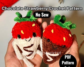 Modèles au crochet de fraises recouverts de chocolat, motifs au crochet sans couture, Amigurumi aux fraises, motifs au crochet pour la Saint-Valentin