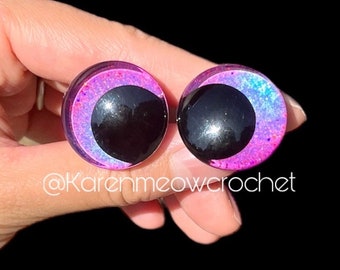 2 PAIRS Hand Painted Safety Eyes, Purple Safety Eyes, Crochet Eyes, Safety Eyes, Amigurumi Eyes, Toy Eyes, Plastic Safety Eyes
