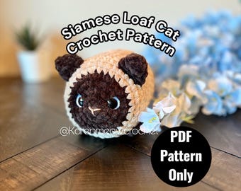 Loaf Cat Häkelanleitung, Siamkatze Häkelanleitung, Katze Plushie, Amigurumi Katze, Katzen Häkelmuster
