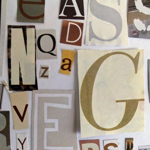 Nuances naturelles - lettres découpées, fournitures de scrapbooking, fabrication de cartes, artisanat, recyclé, art du papier, lettres de rançon, découpage, texte