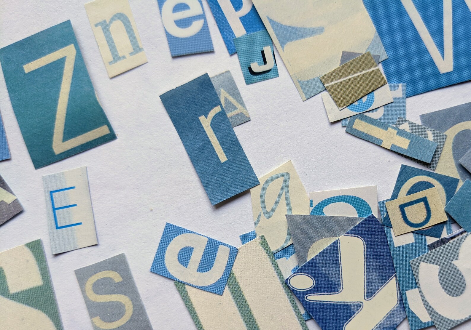 Pale Blue Snipped up Letters, Scrapbook Supplies, Ocean, Card Making ...