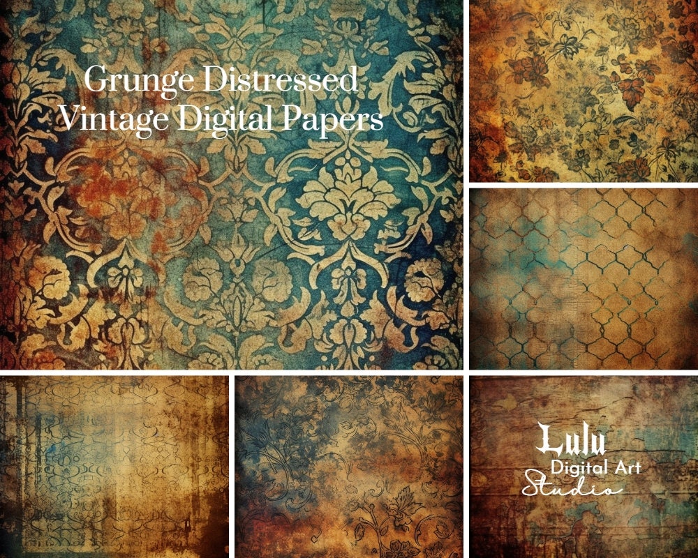 16 Grunge Distressed Vintage Digital Papers | Junk Journal Pages, Paper ...